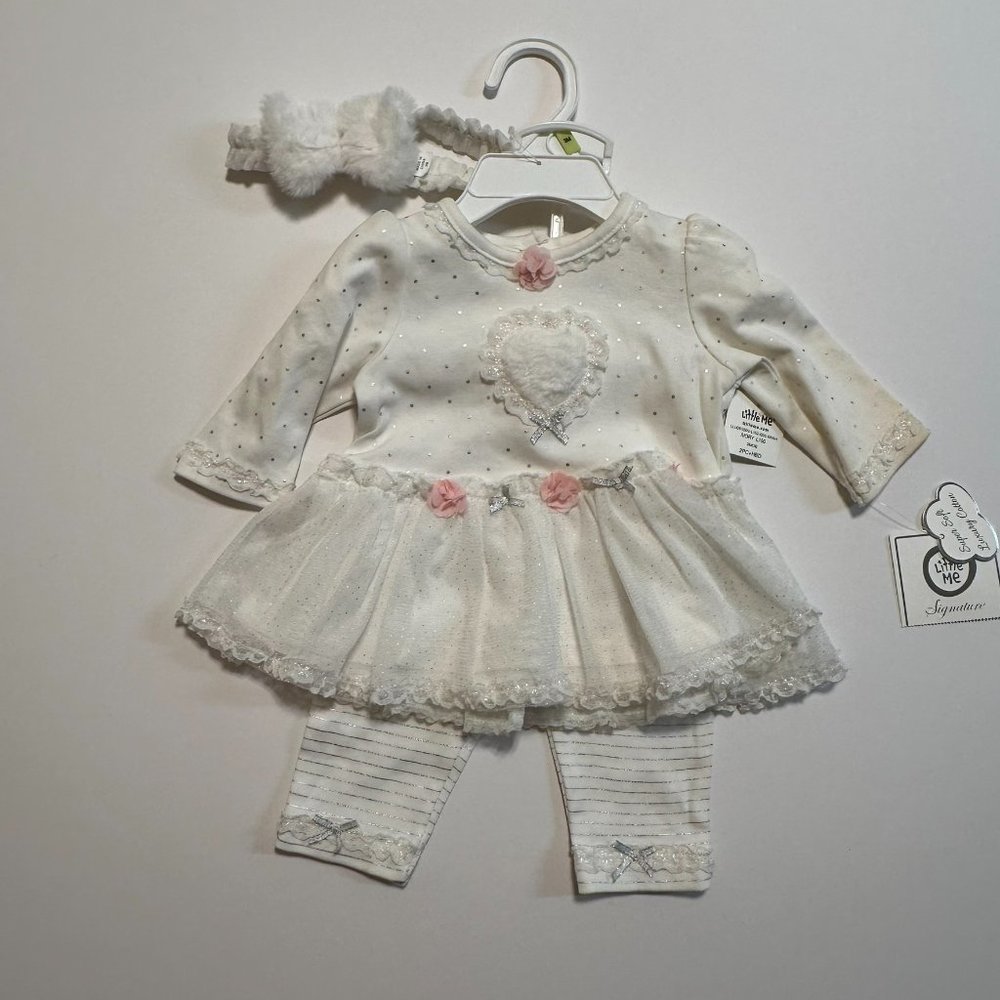 3M Little Me Baby Girls 3-piece Outfit Set | Tutu Dress, Leggings & Headband